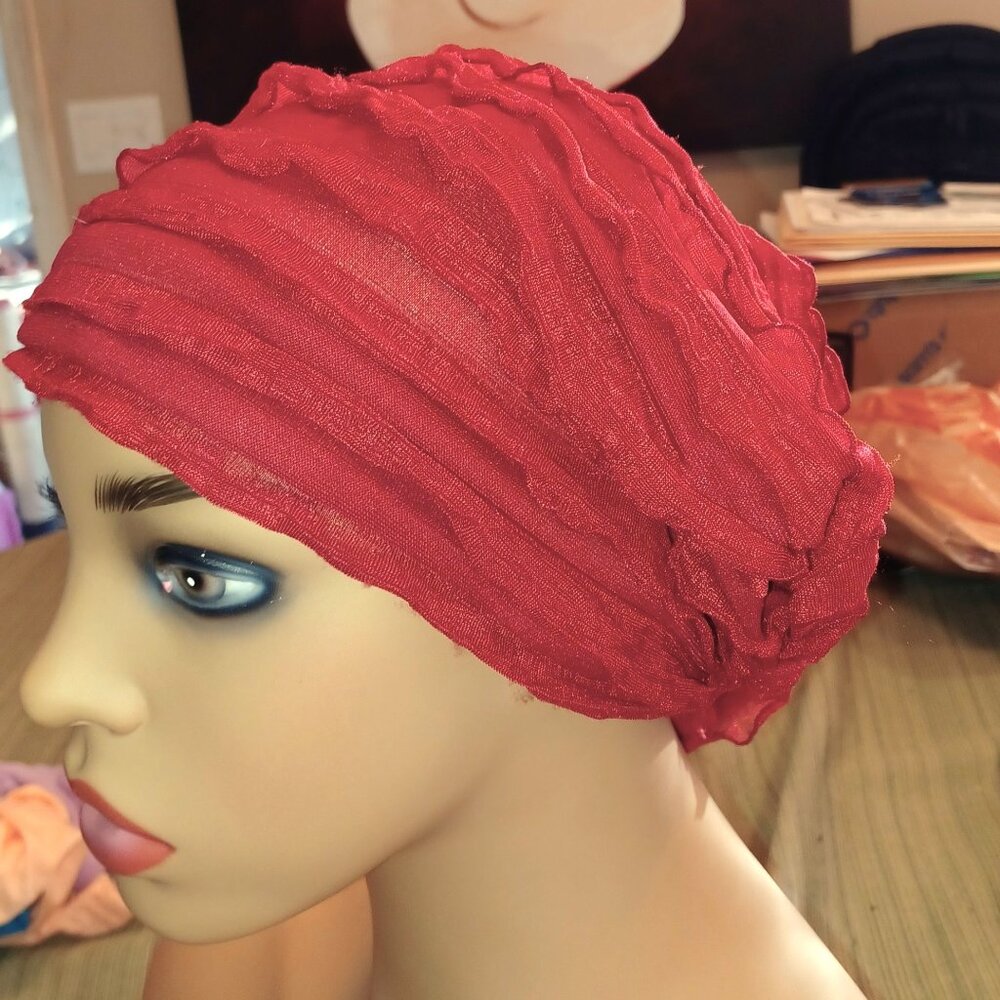 Two Soft Ruffle Style "Cancer" Caps - Picture 4 of 5